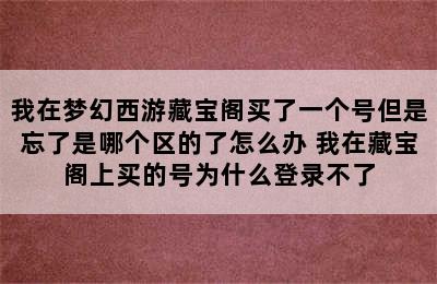 我在梦幻西游藏宝阁买了一个号但是忘了是哪个区的了怎么办 我在藏宝阁上买的号为什么登录不了